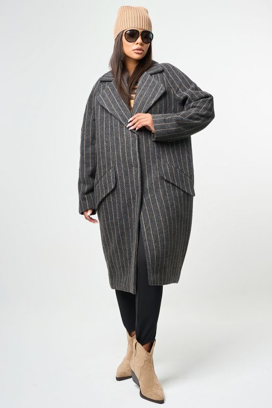 Long wool coat with insulated lining graphite