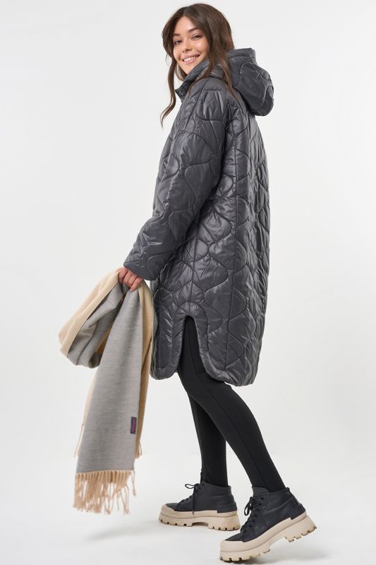 Hooded Quilted Coat Graphite