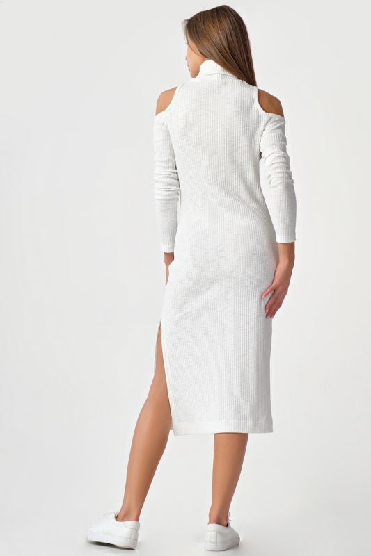 Noodle dress with open shoulders and sleeves white