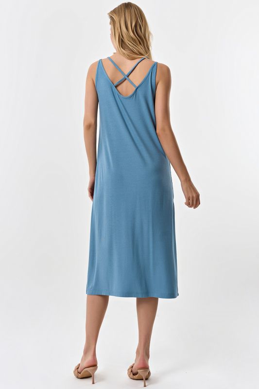 Blue knitted summer midi dress