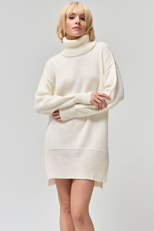 Knitted dress with cotton in composition milk color