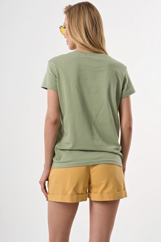 Cotton T-shirt with sage print