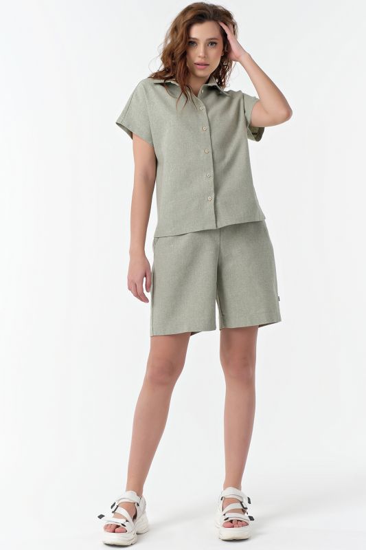 Sage cotton summer suit with shorts