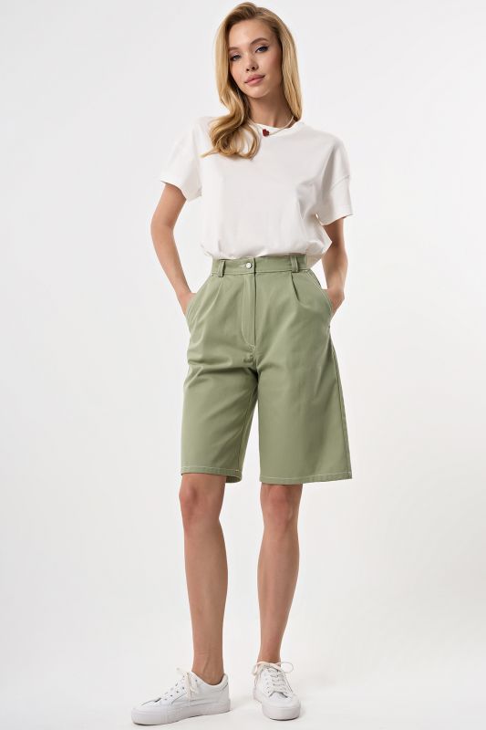 Light Green Denim Bermuda Shorts