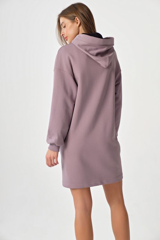 Sporty dress with hood made of futher with fleece lavender