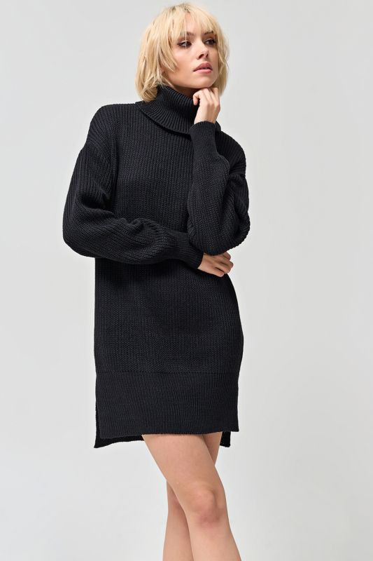 Black melange cotton knitted dress