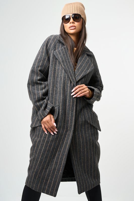 Long wool coat with insulated lining graphite