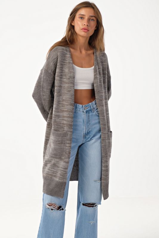 Oversize knit cardigan with pockets gray