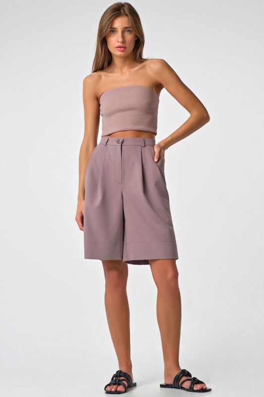 Bermuda shorts in mocha suit fabric