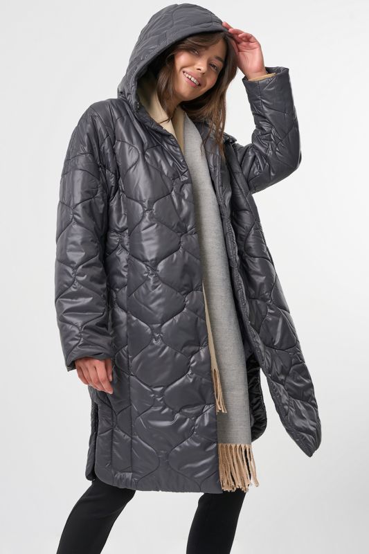 Hooded Quilted Coat Graphite