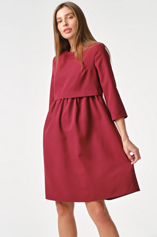 Casual loose dress with v-neck, wine