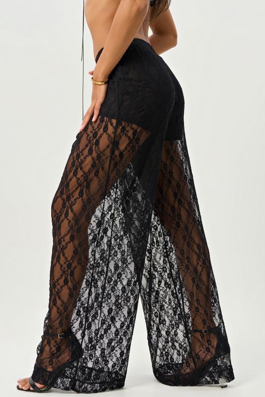 Black lace evening pants