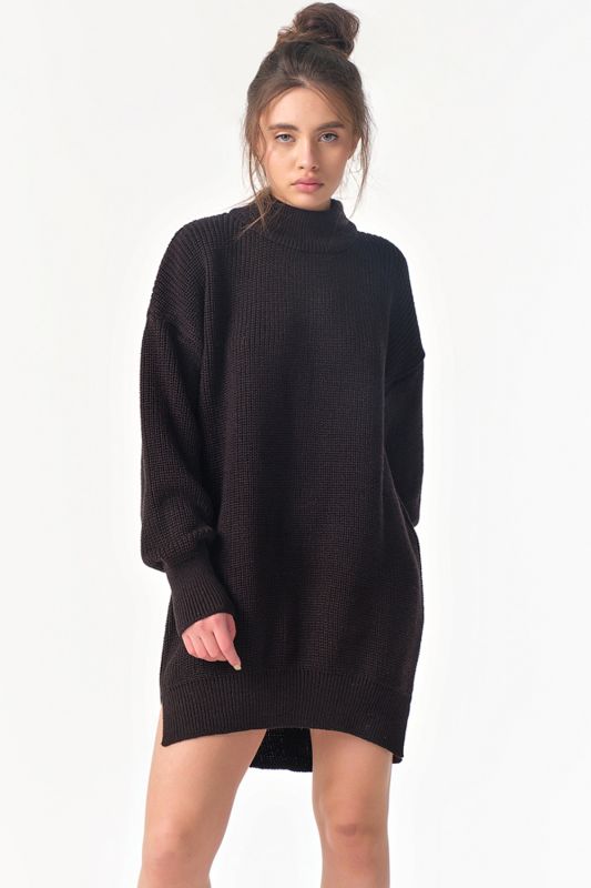 Free silhouette knitted sweater dress black