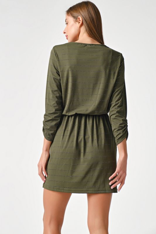 Short striped knitted dress in green