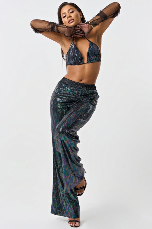 Evening pants in sequin multicolor