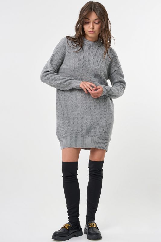 Short wool knitted dress in light gray