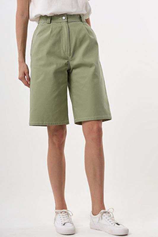 Light Green Denim Bermuda Shorts