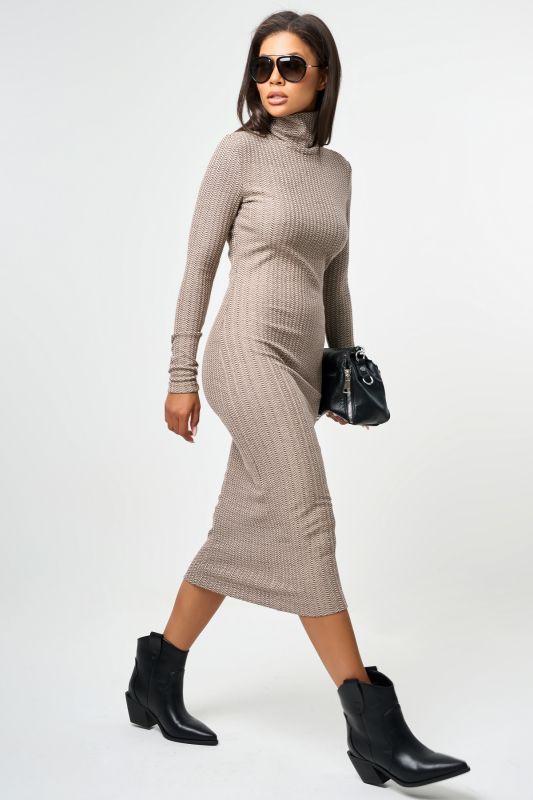 Beige dense knit dress