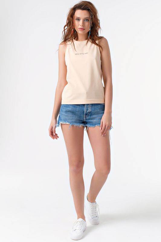 Vanilla cotton sleeveless knit top