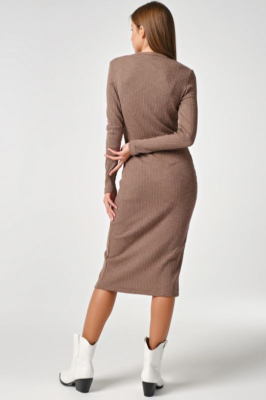 Cocoa buttoned knitted noodle dress