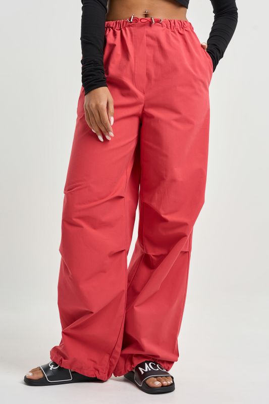 Pants kargo made of dense cotton fabric red