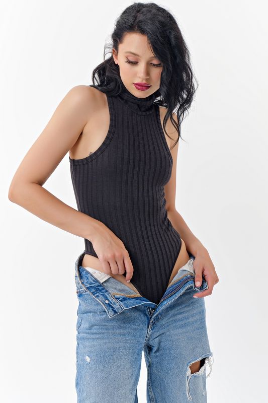 Black knitted bodysuit