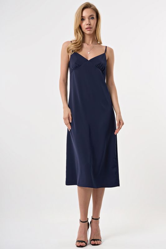 Thin-strapped combination dress in dark blue