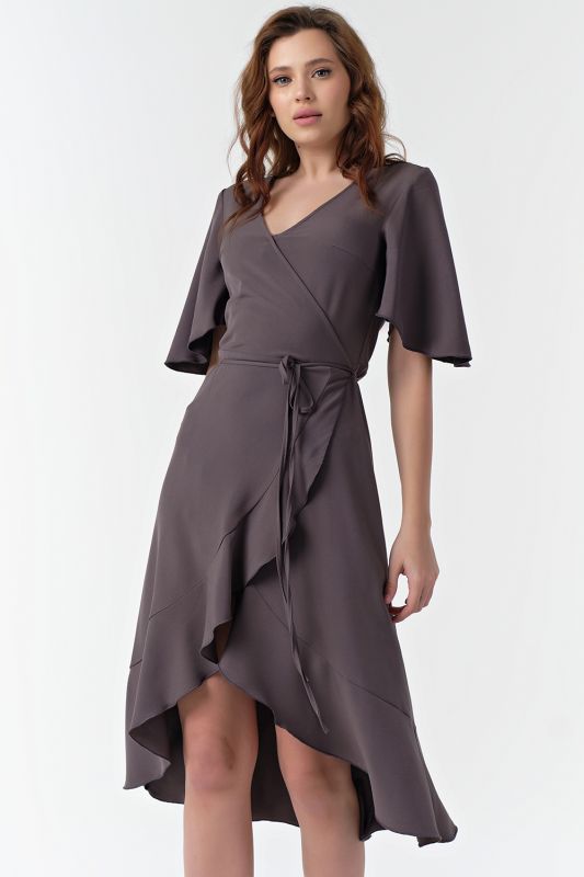 Fit and flounce midi dress in graphite