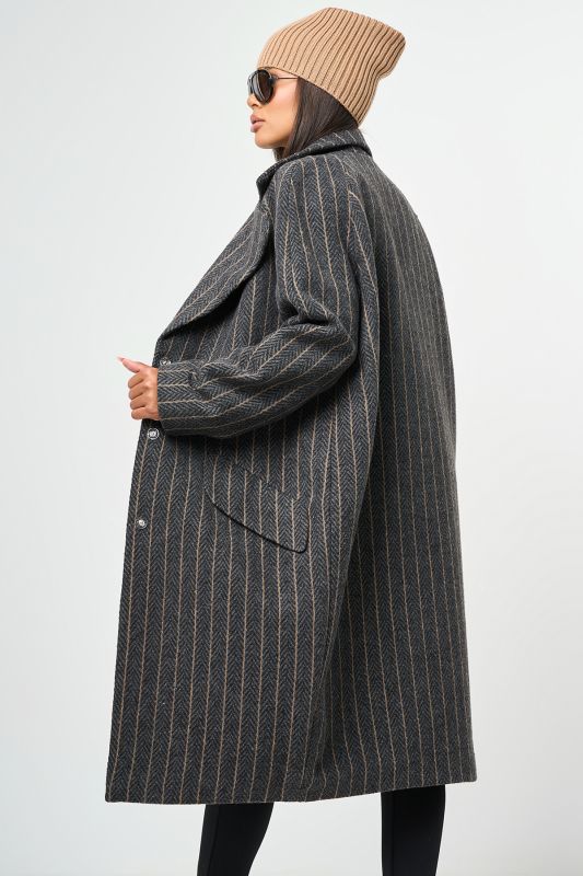 Long wool coat with insulated lining graphite