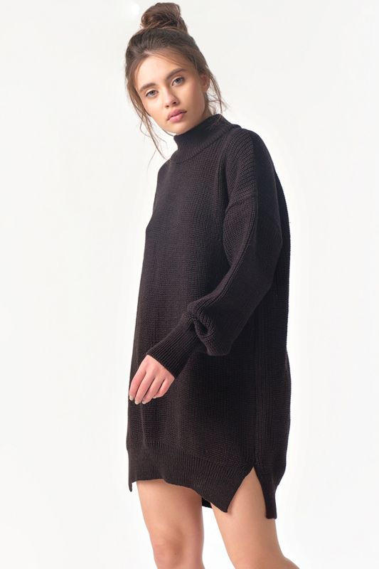 Free silhouette knitted sweater dress black