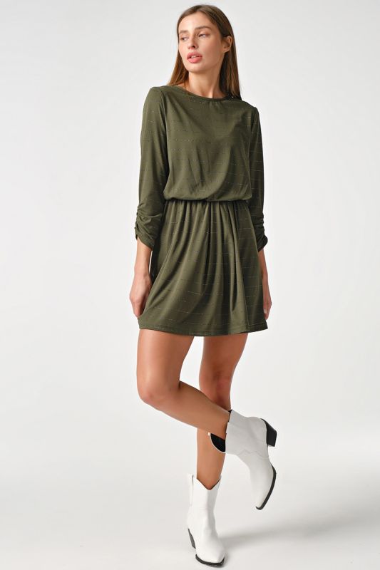 Short striped knitted dress in green