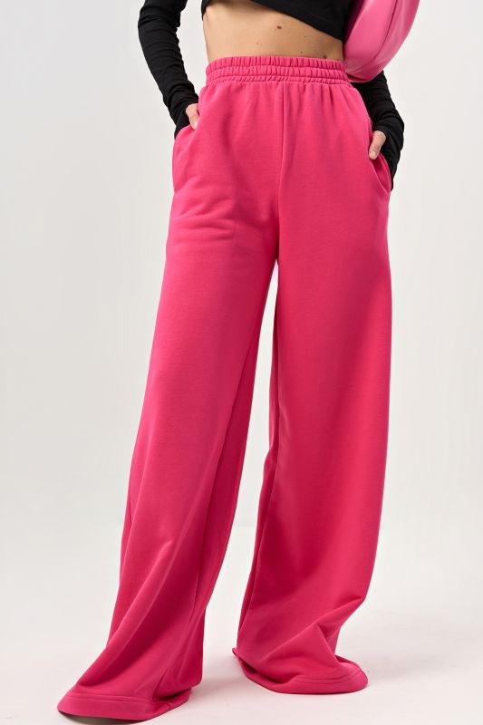 Wide pants made of futer for tall pink