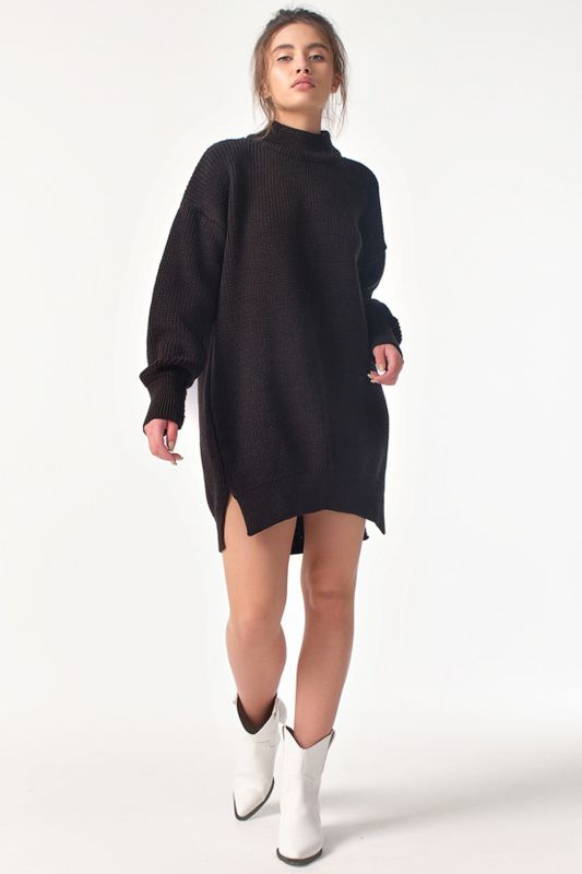 Free silhouette knitted sweater dress black