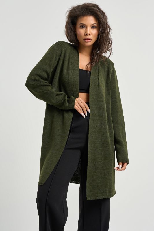 Knitted loose cardigan melange dark olive