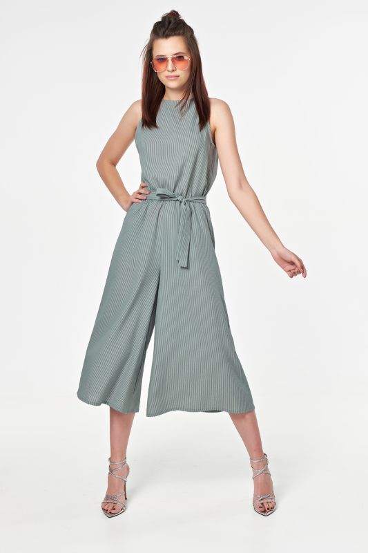 Summer loose striped jumpsuit on light green