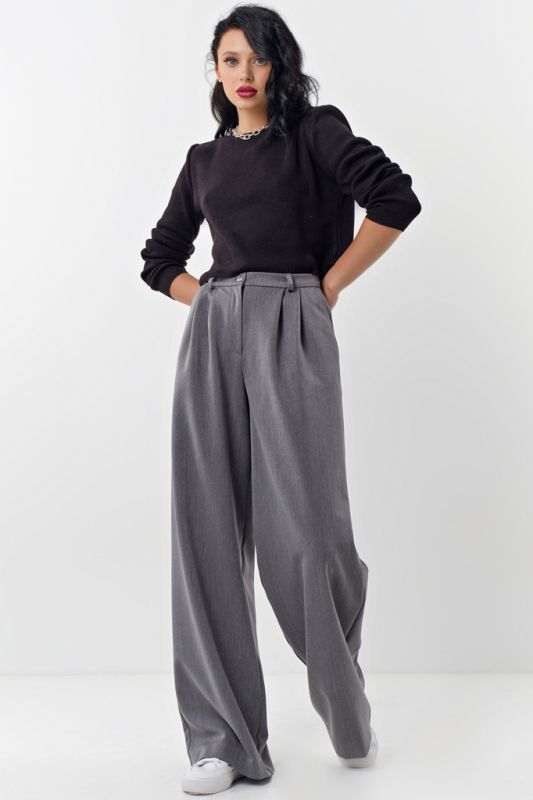 Grey palazzo pants with high waist