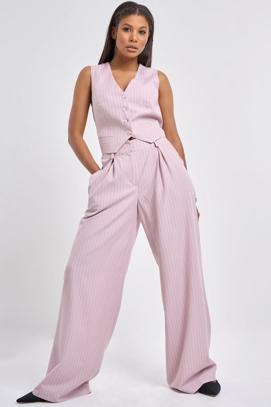 Straight pants made of suit fabric dusty pink with stripes