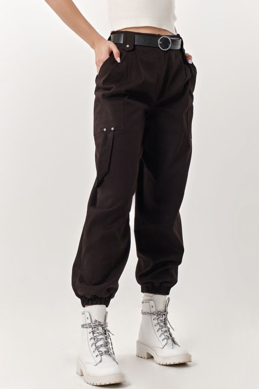 Black cotton cargo pants