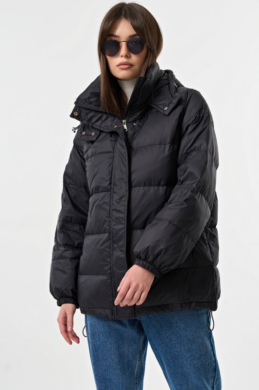 Black straight silhouette down jacket