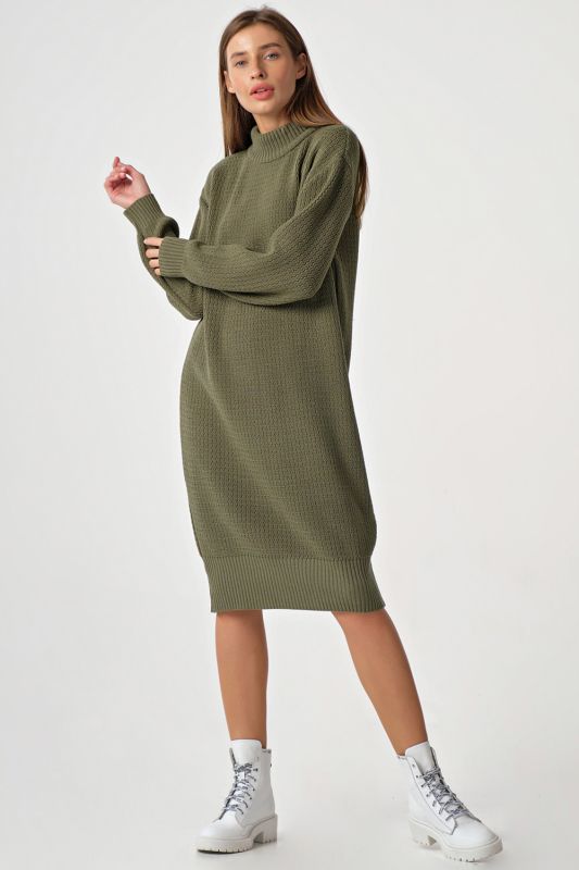 Green Melange Midi Oversize Sweater Dress