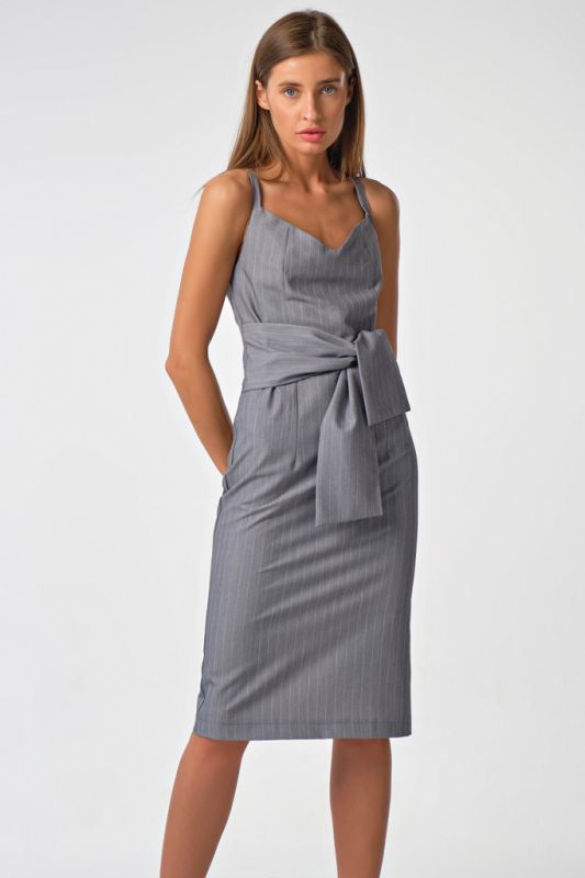 Striped Strappy Fit and Flare Dress on gray