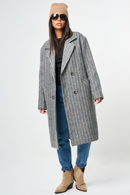 Coat semi-wool straight silhouette with insulated lining gray