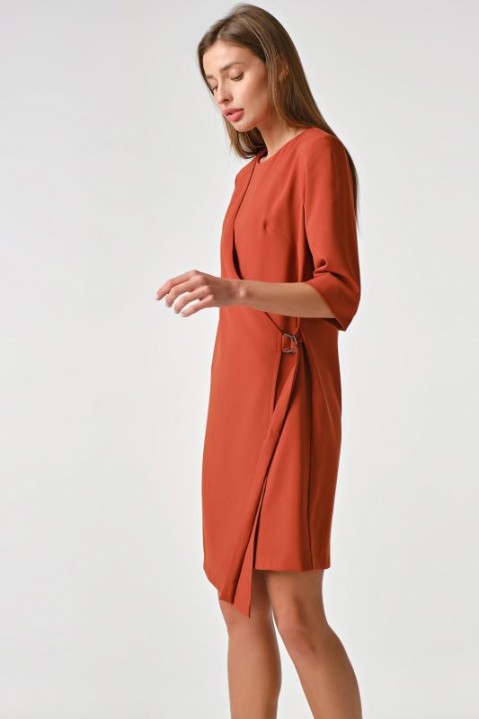 Short Sleeve Straight Mini Dress Terracotta