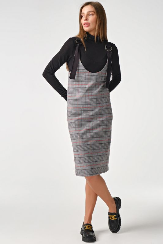 Grey plaid turtleneck office suit