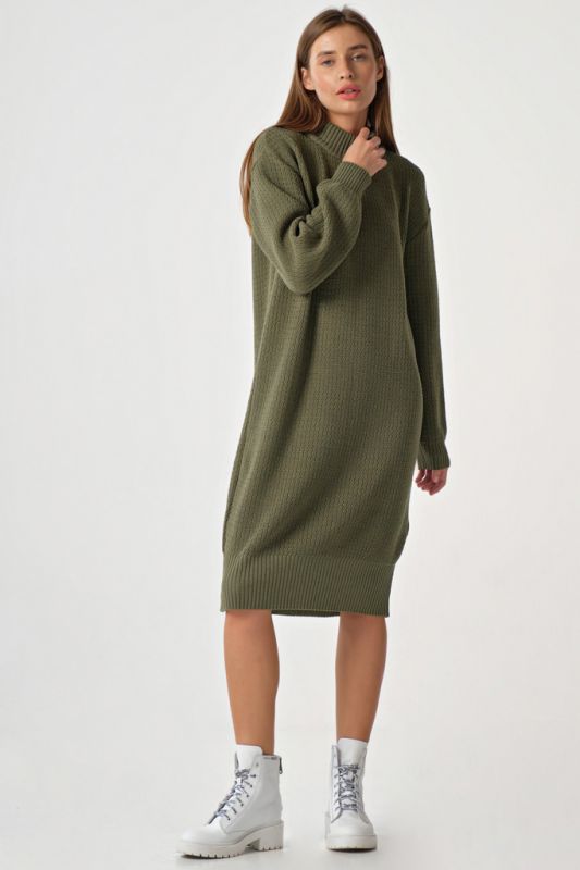 Green Melange Midi Oversize Sweater Dress