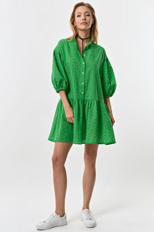 Cotton loose lace summer dress green