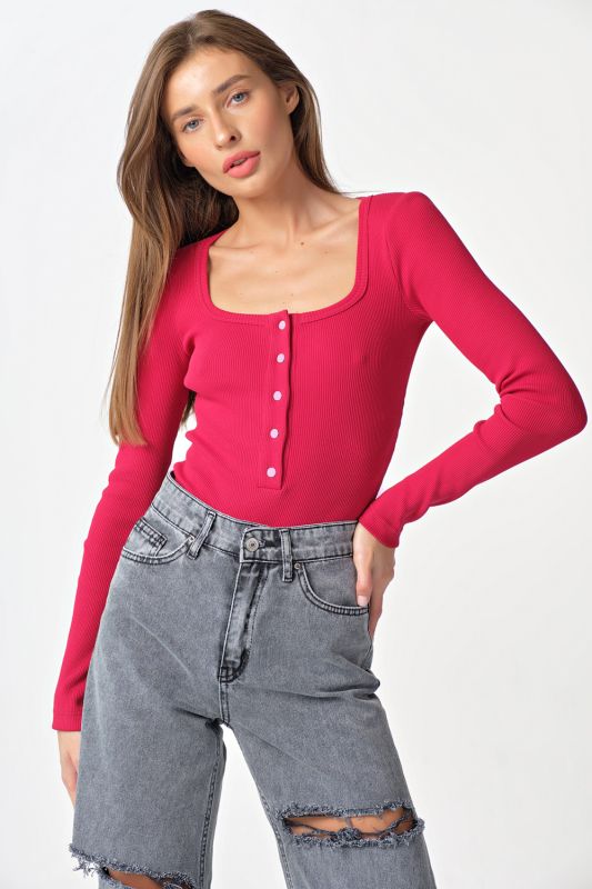 Long-sleeve knitted body with long sleeve raspberry