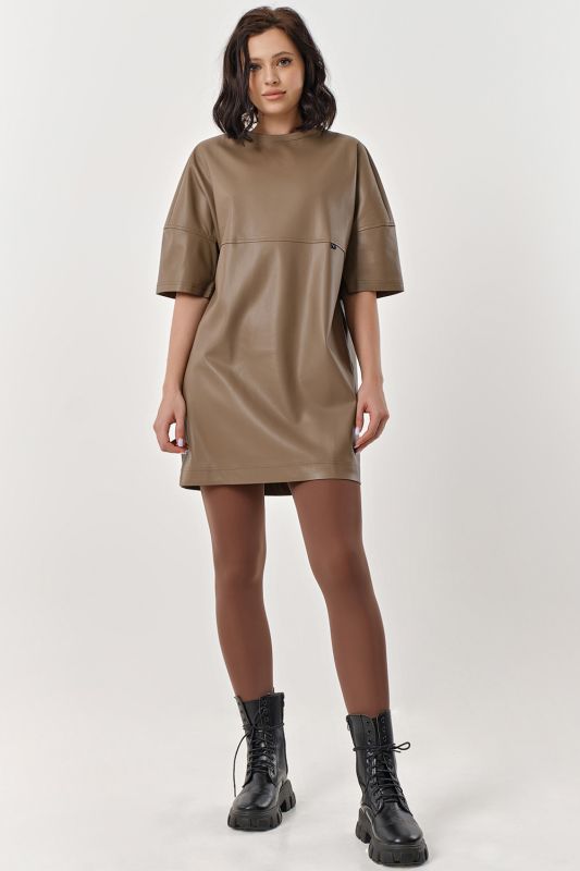 Latte eco leather T-shirt dress