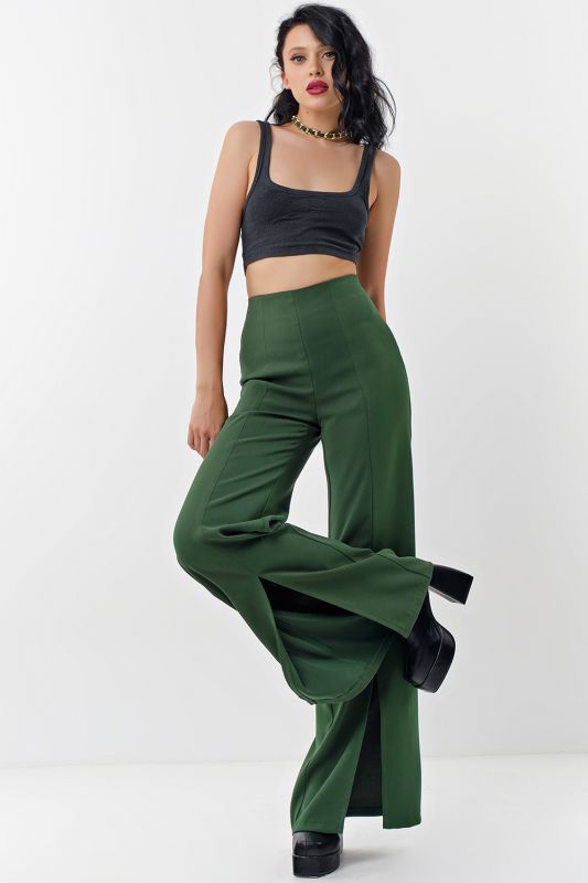 Green flared pants