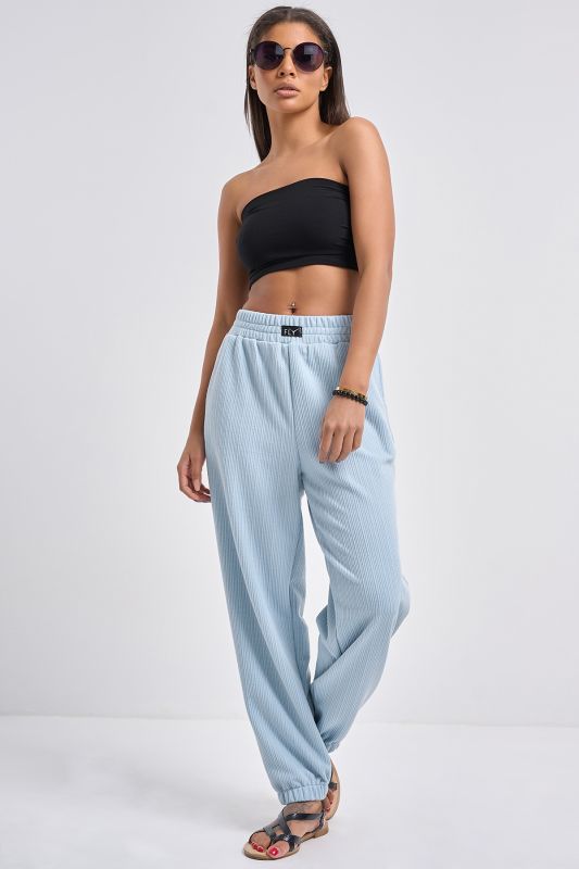 Textured knit pants dusty blue